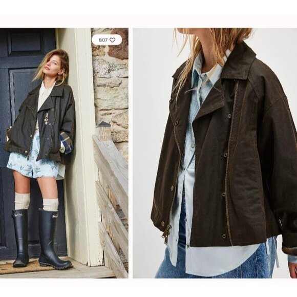 Free People Jackets & Blazers - Free People Bib Swing Wax Chore Jacket Womens M Brown Barn Coat Farm Rustic